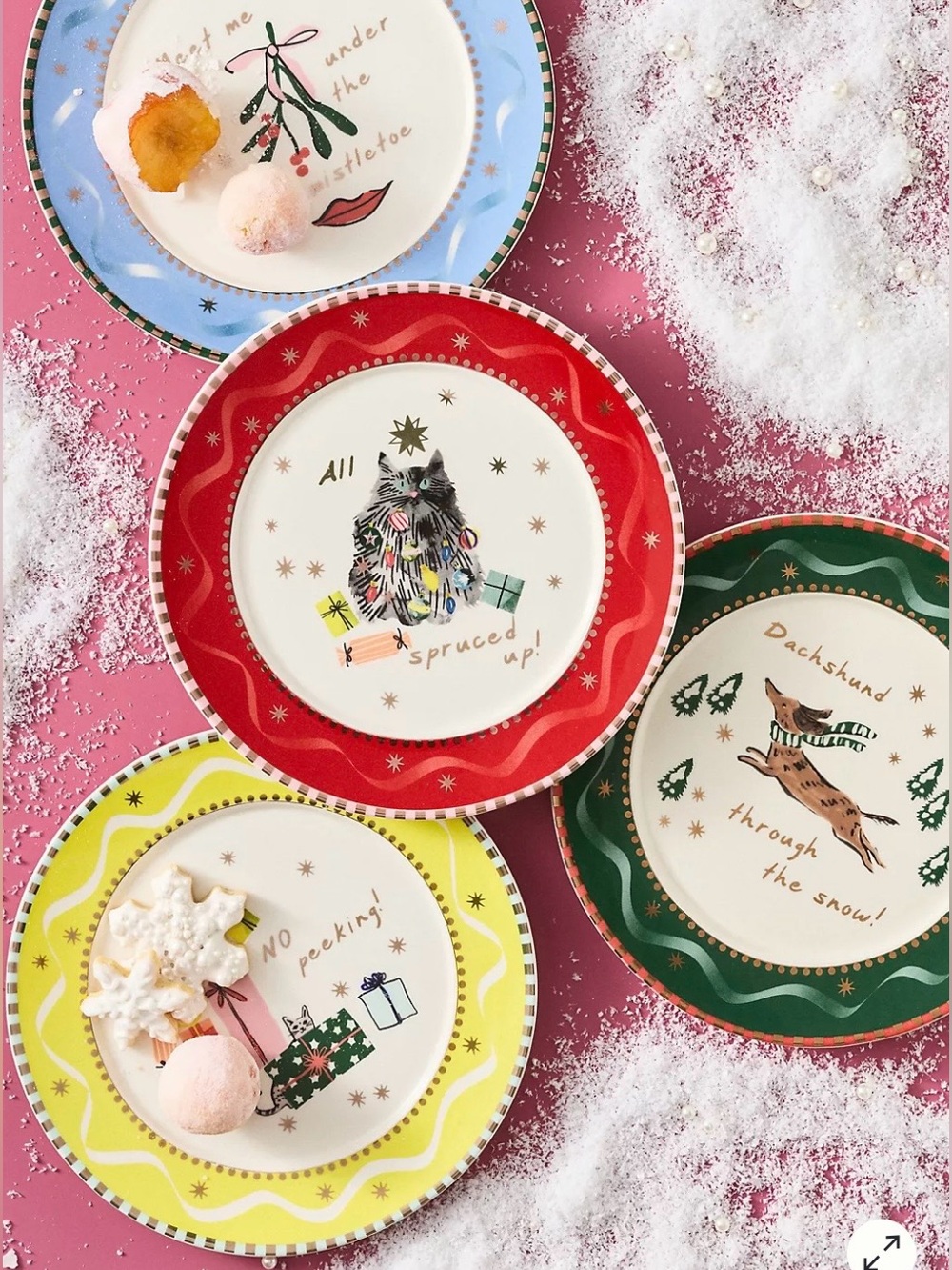 NWT Anthropologie Caroline Holiday Presents Desert Appetizer “No Peeking“  Plate
